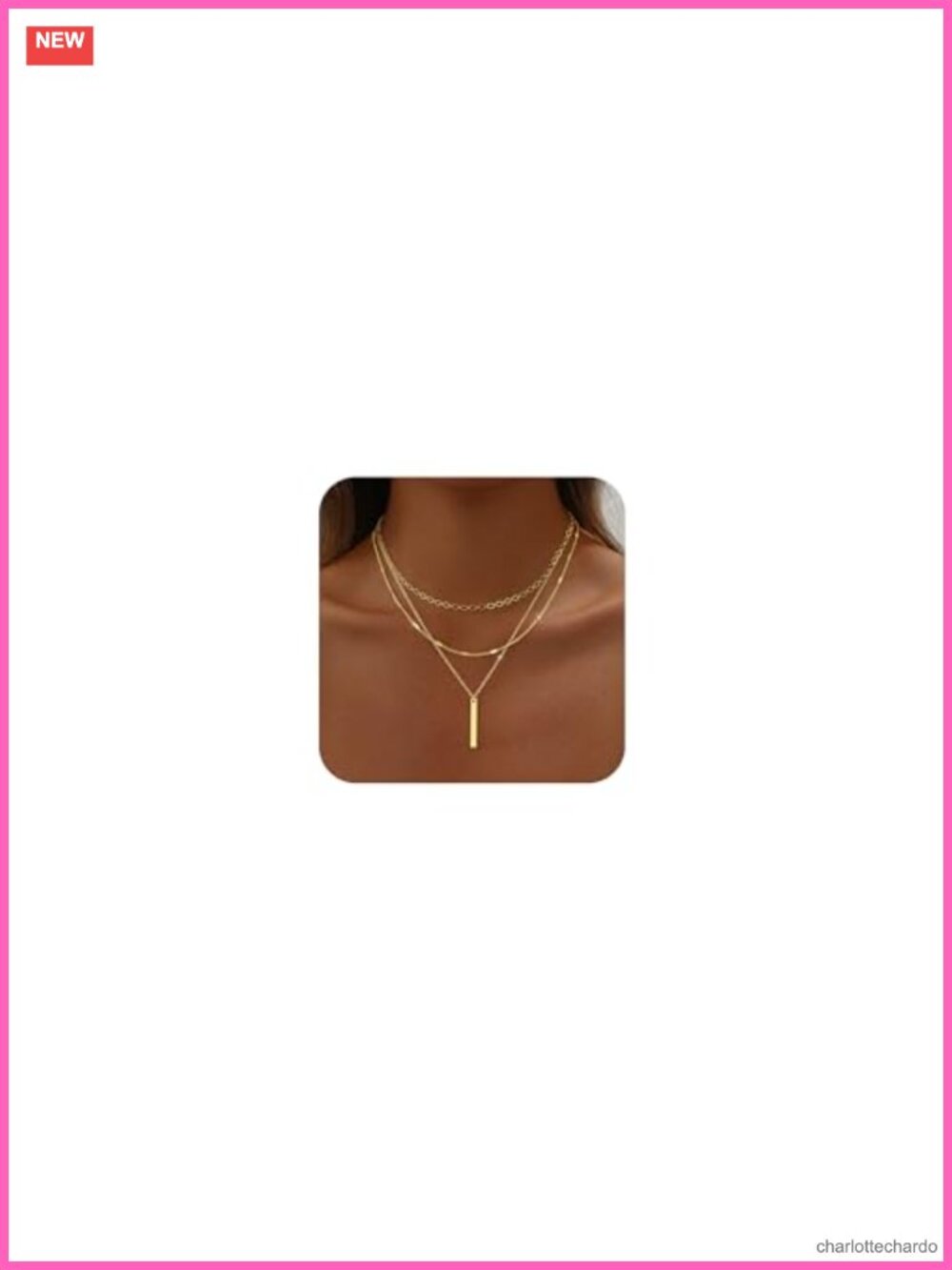 Layered Gold Plated Necklace Set for Women - 14K Gold Choker Long Pendant